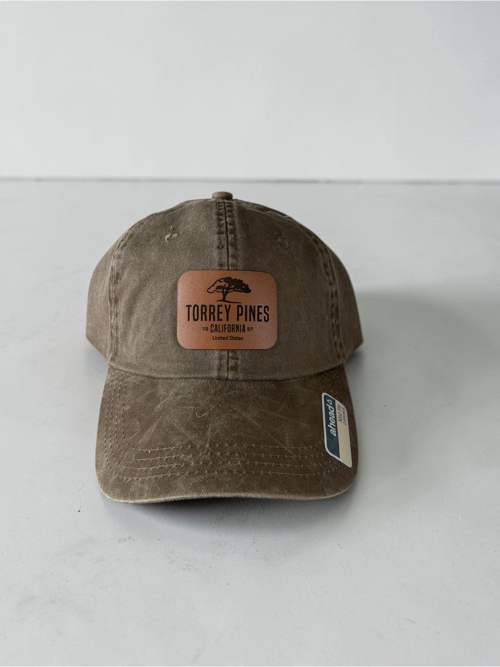 Streets Ahead Olive Brown Cotton Baseball Cap with Leather Patch